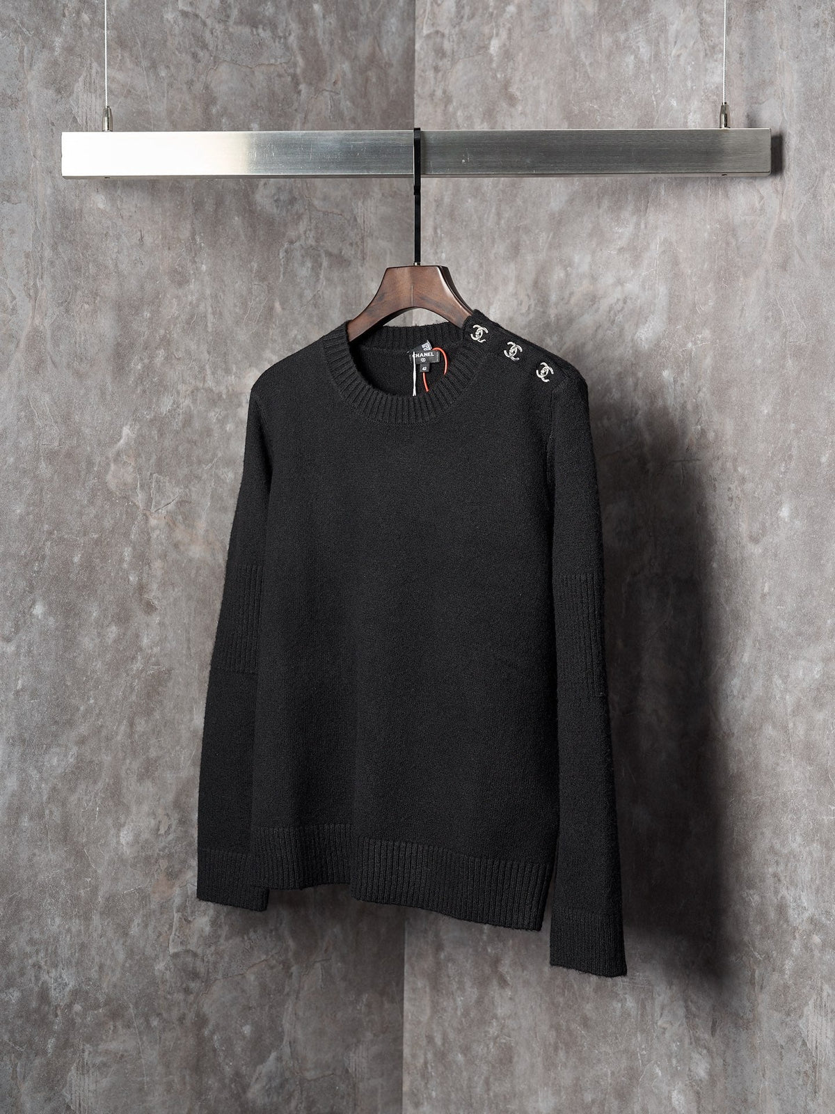 Long-Sleeve Knit Sweater with Button Detail