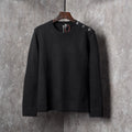 Long-Sleeve Knit Sweater with Button Detail