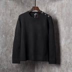 Long-Sleeve Knit Sweater with Button Detail