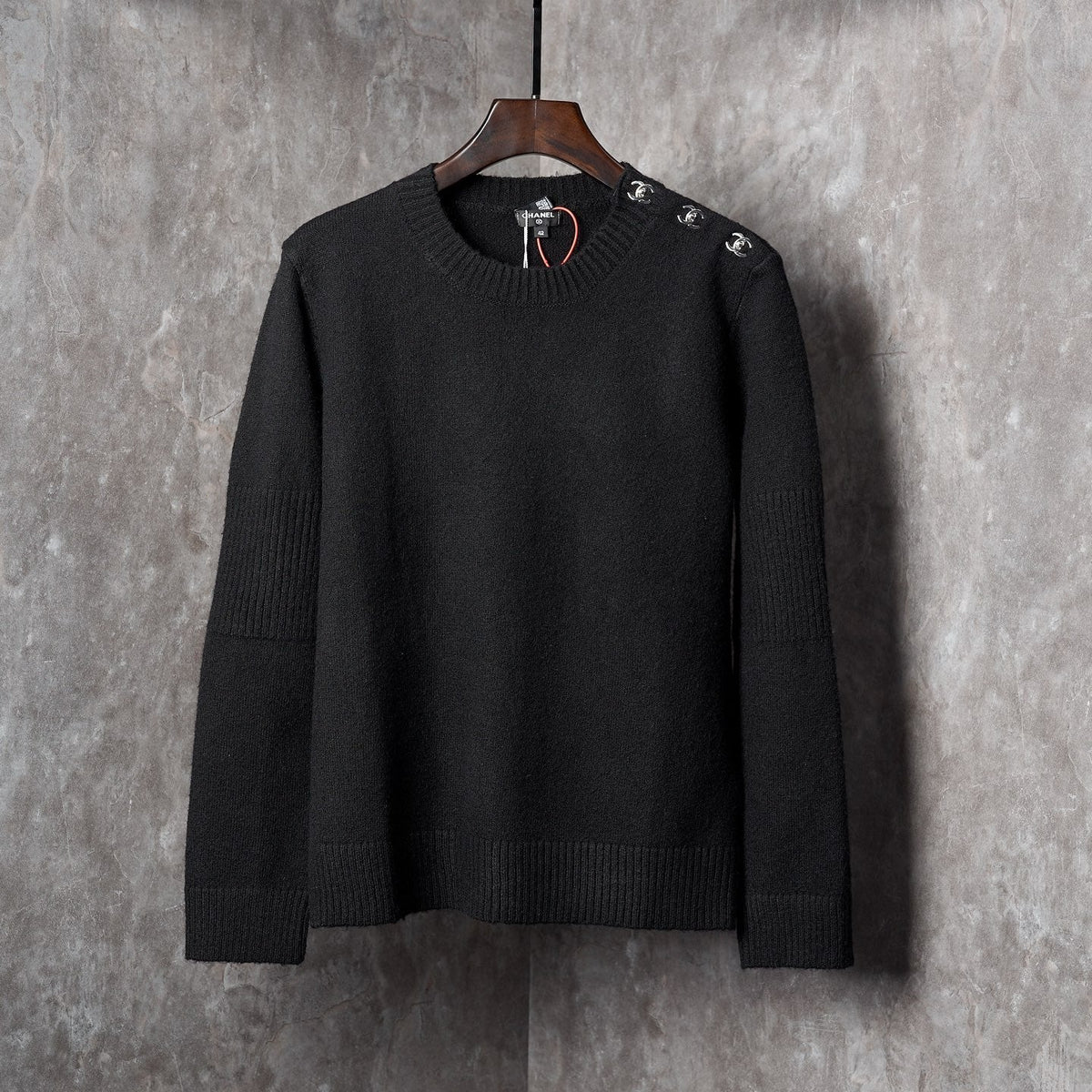 Long-Sleeve Knit Sweater with Button Detail