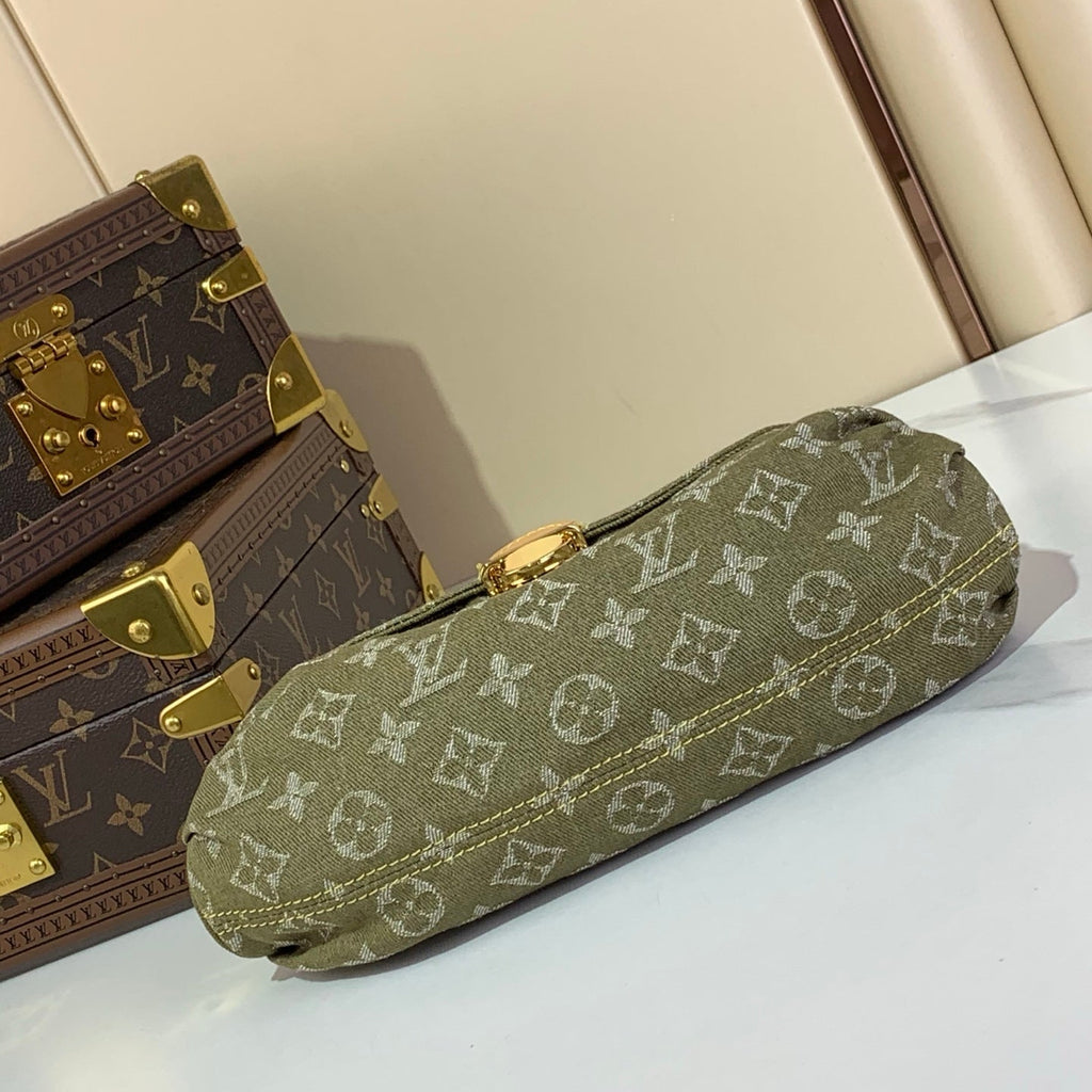 Vintage Denim Shoulder Bag Green