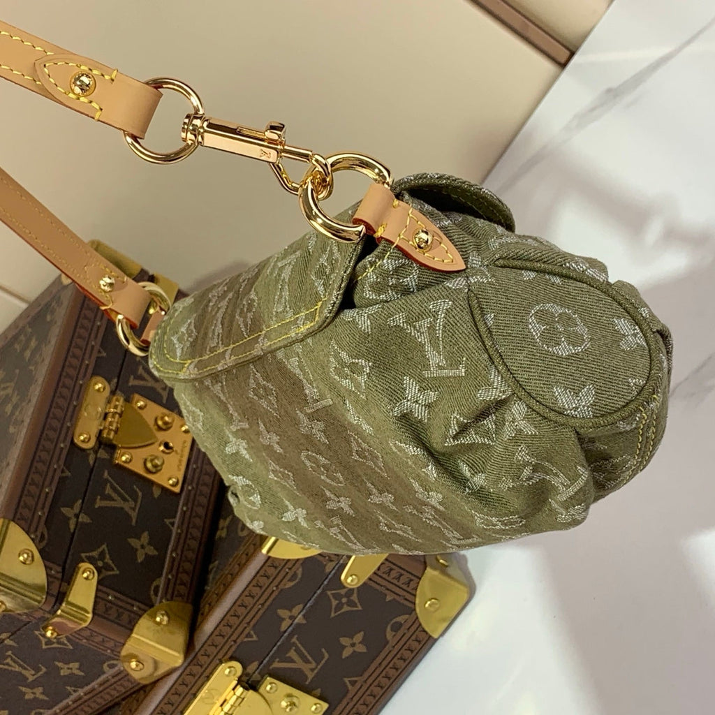 Vintage Denim Shoulder Bag Green