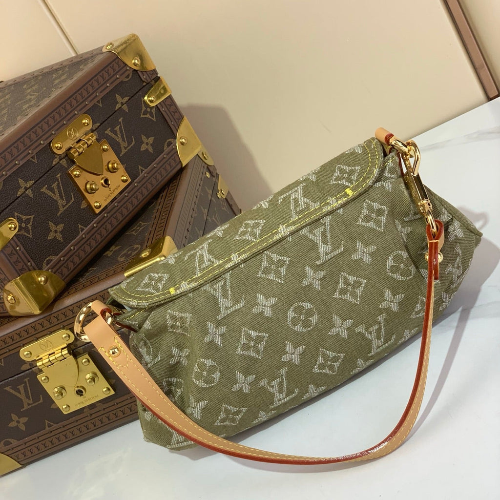Vintage Denim Shoulder Bag Green