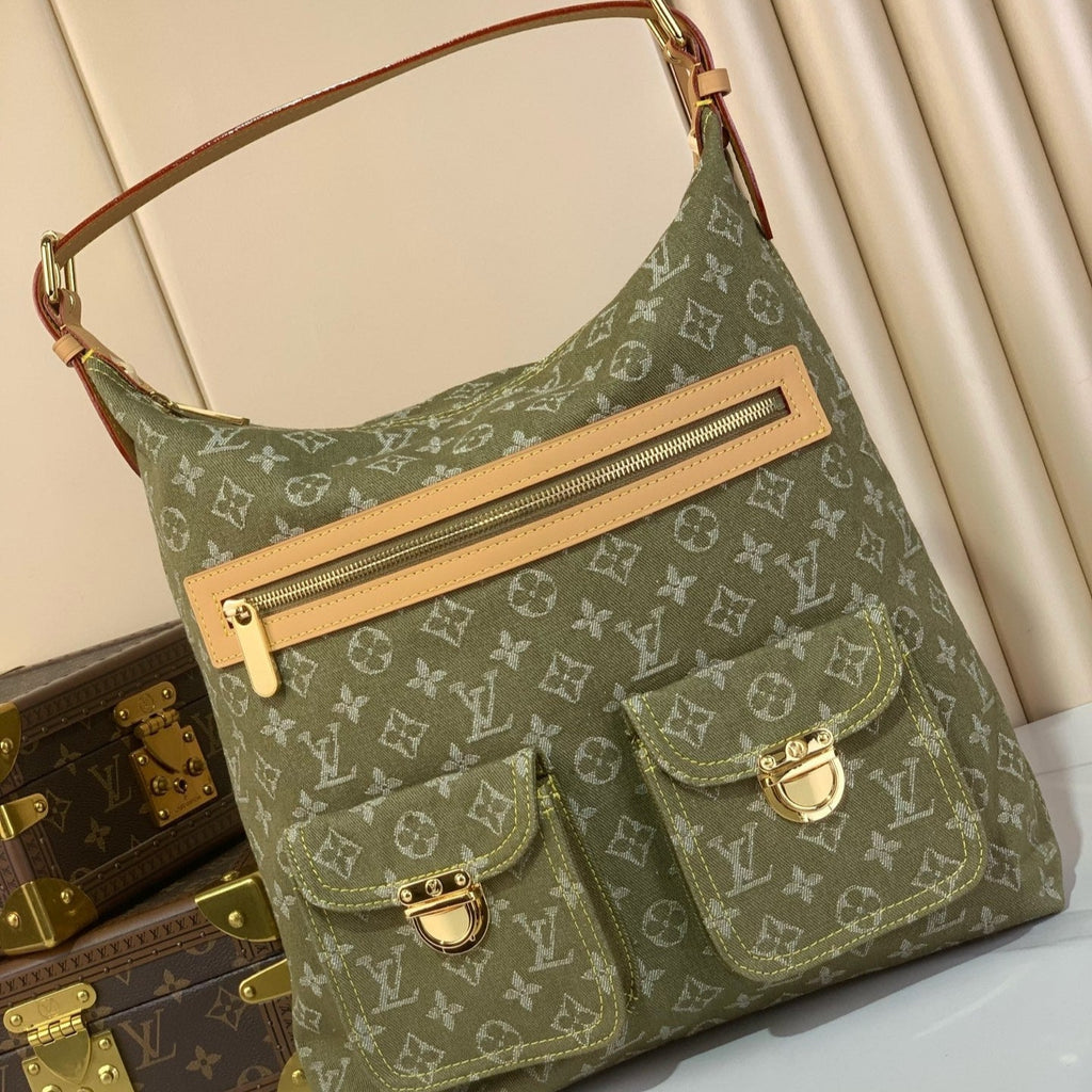 Vintage Denim Crossbody Bag Green