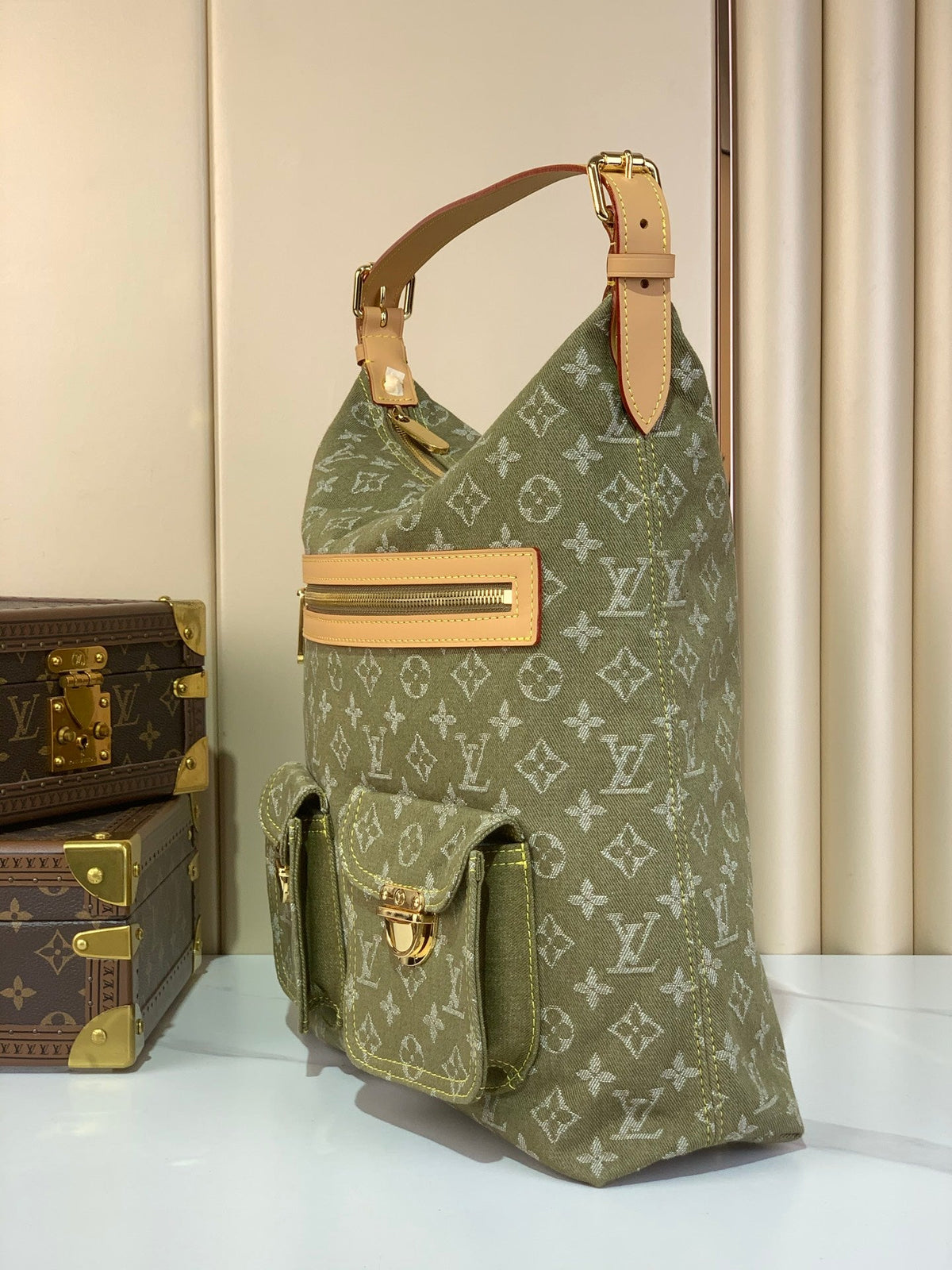 Vintage Denim Crossbody Bag Green