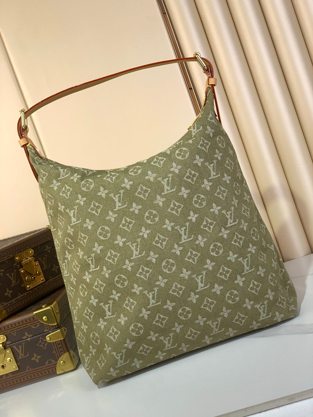 Vintage Denim Crossbody Bag Green
