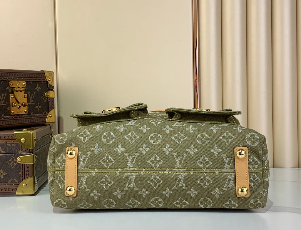 Vintage Denim Crossbody Bag Green