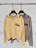 Juliette Contrast-Trim Polo Sweater