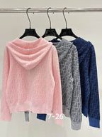 Mosaic Patterned Zip-Up Hoodie