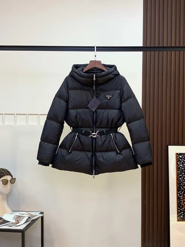 Belted Hooded Puffer Jacket
