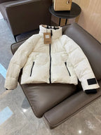 Puffer Jacket with Check Collar