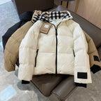 Puffer Jacket with Check Collar