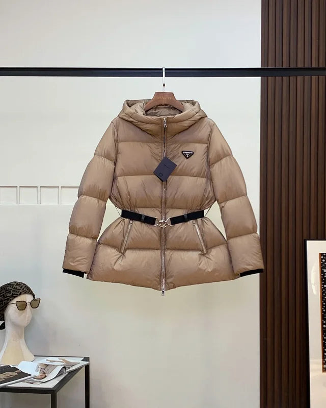 Belted Hooded Puffer Jacket