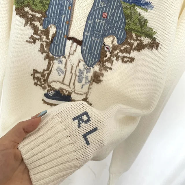 Cream Coastal Bear Knit Sweater