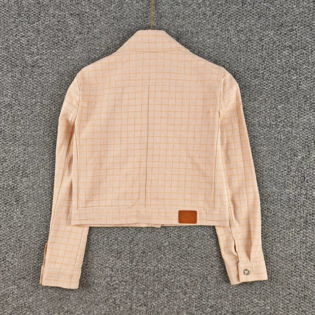 Beige Check Wool Jacket