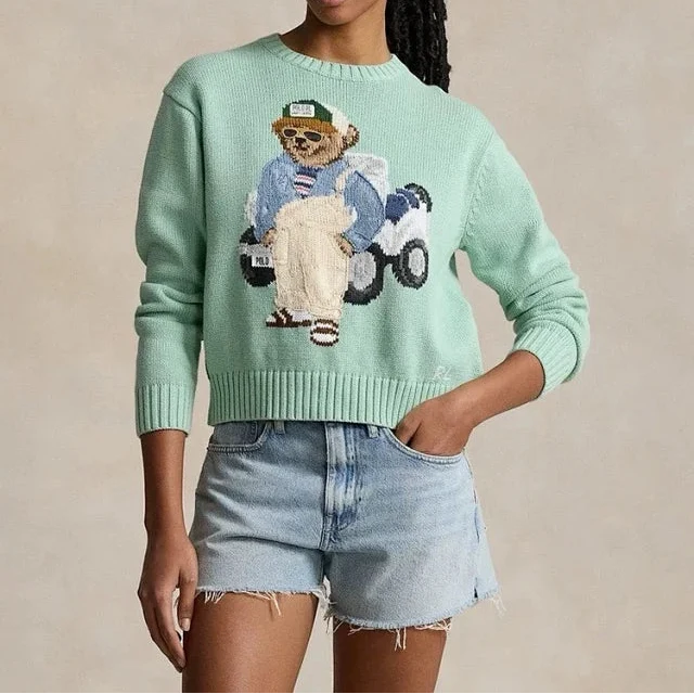 Mint Golf Bear Sweater