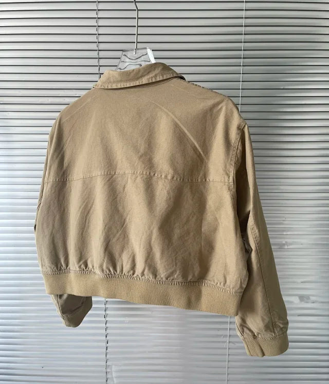 Unisex Khaki Zip Jacket
