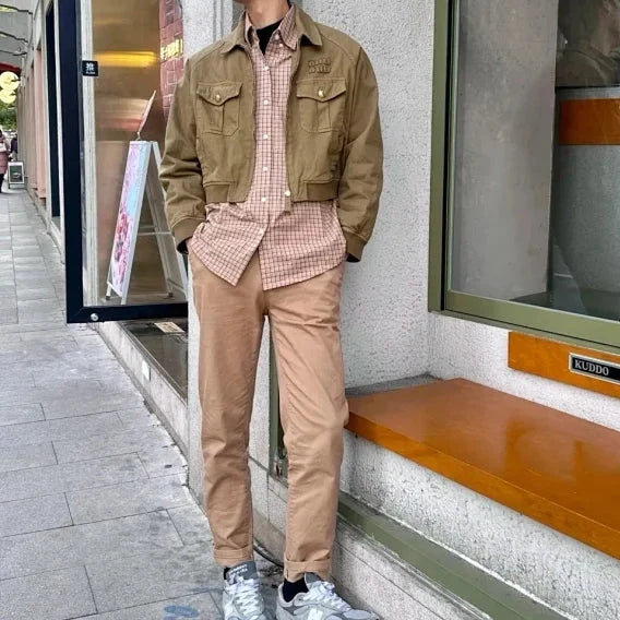 Unisex Khaki Zip Jacket