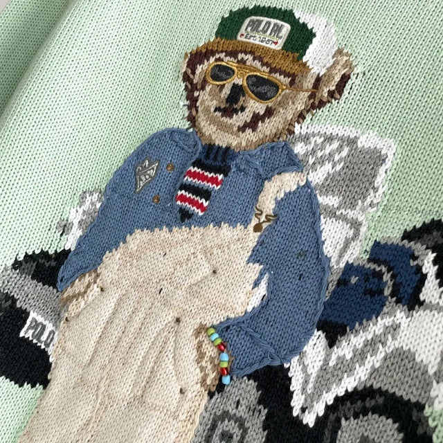 Mint Golf Bear Sweater