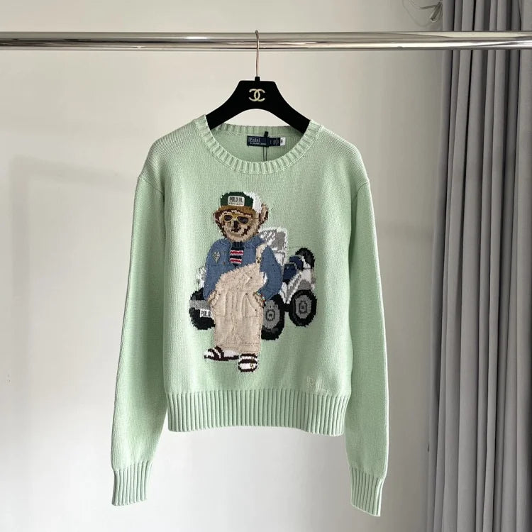 Mint Golf Bear Sweater