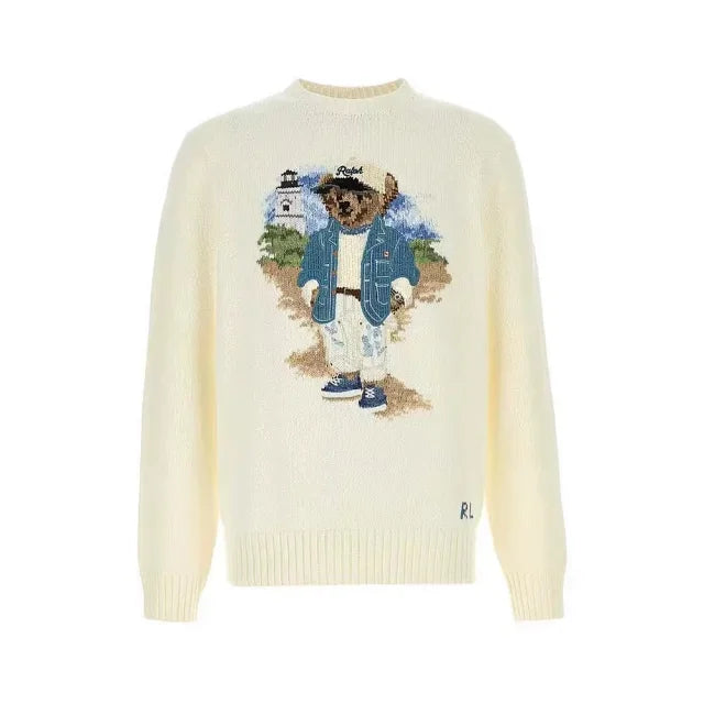 Cream Coastal Bear Knit Sweater
