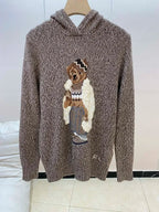 Brown Casual Bear Knit Hoodie