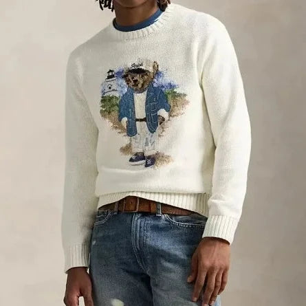 Cream Coastal Bear Knit Sweater