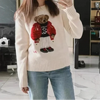 Cream Winter Bear Knit Sweater