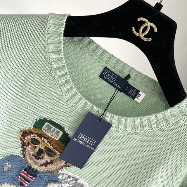Mint Golf Bear Sweater