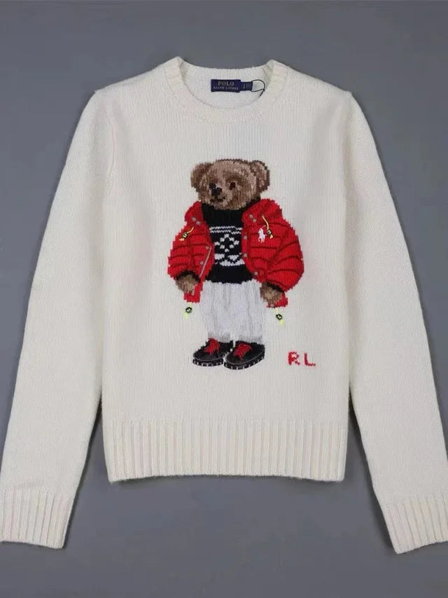Cream Winter Bear Knit Sweater