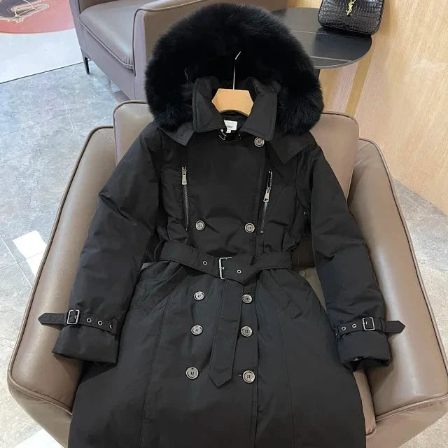 Cross-Collar Fur Jacket