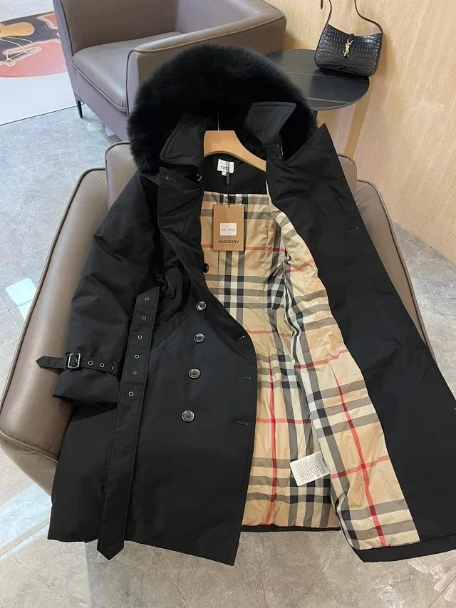 Cross-Collar Fur Jacket