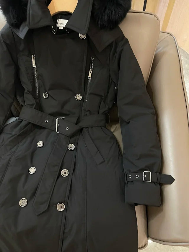 Cross-Collar Fur Jacket