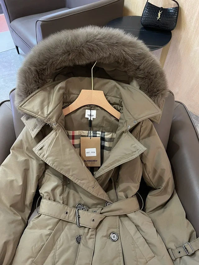 Cross-Collar Fur Jacket