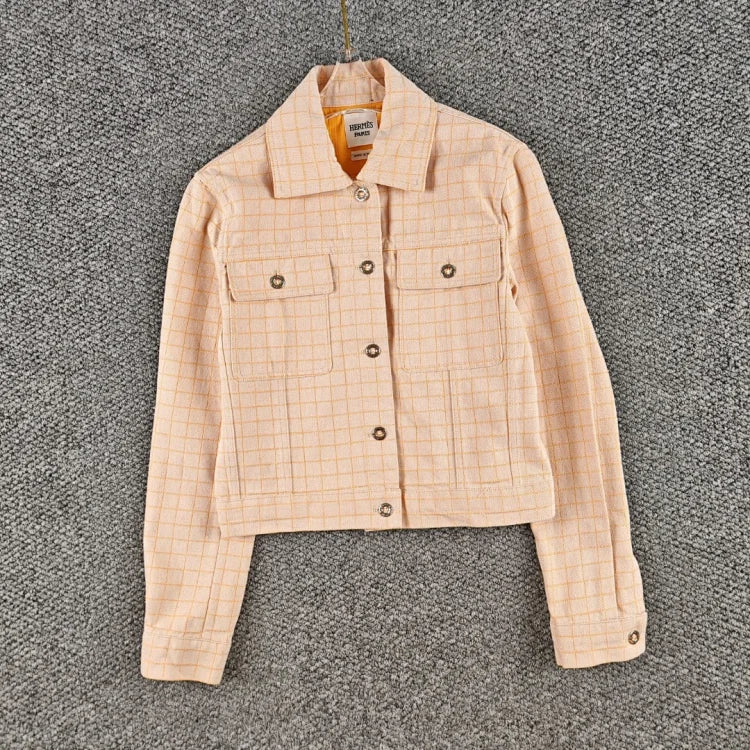 Beige Check Wool Jacket