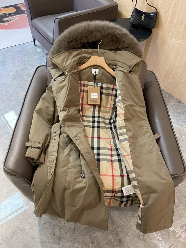 Cross-Collar Fur Jacket