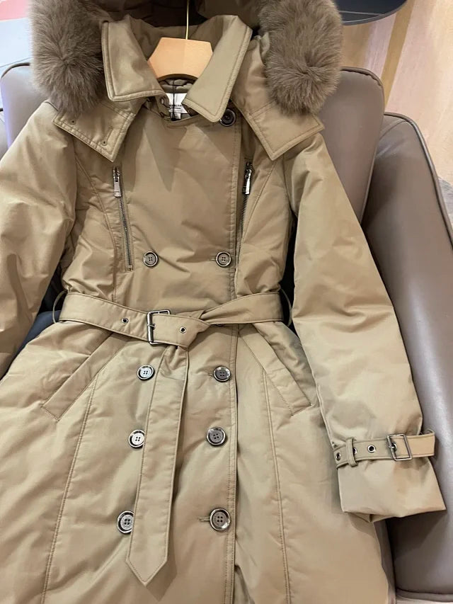 Cross-Collar Fur Jacket
