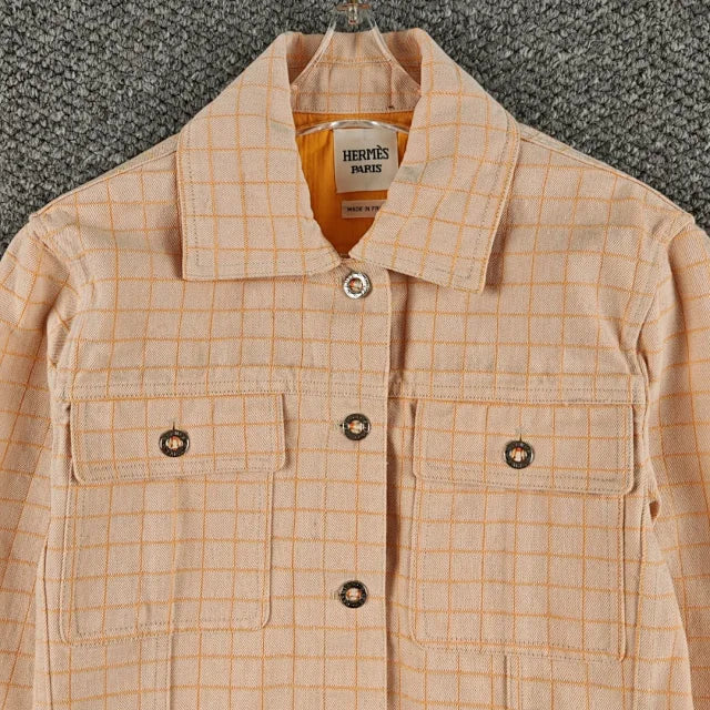 Beige Check Wool Jacket