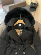 Cross-Collar Fur Jacket