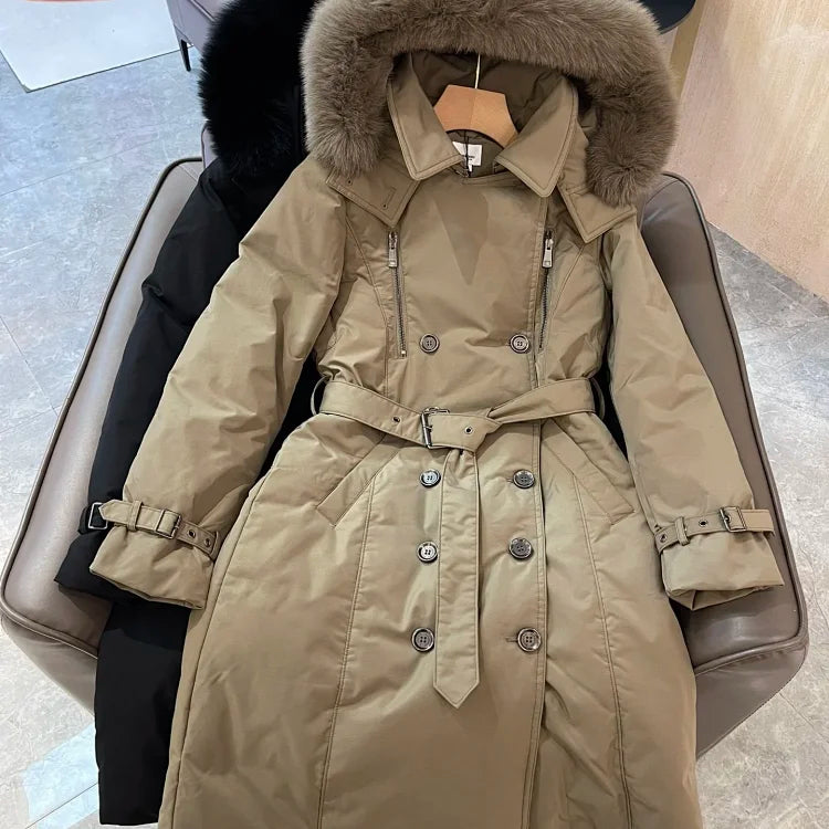 Cross-Collar Fur Jacket