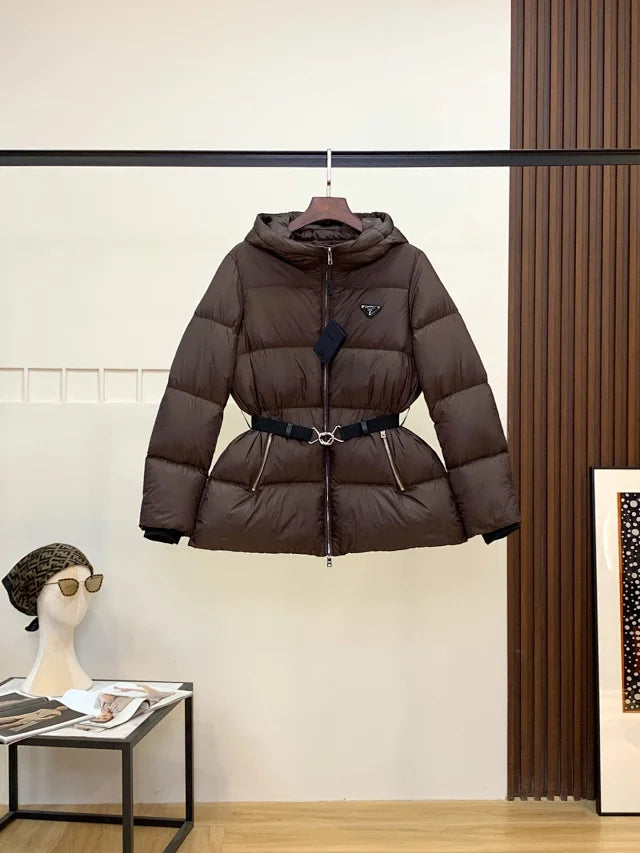 Belted Hooded Puffer Jacket