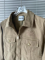 Unisex Khaki Zip Jacket