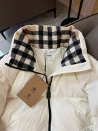 Puffer Jacket with Check Collar