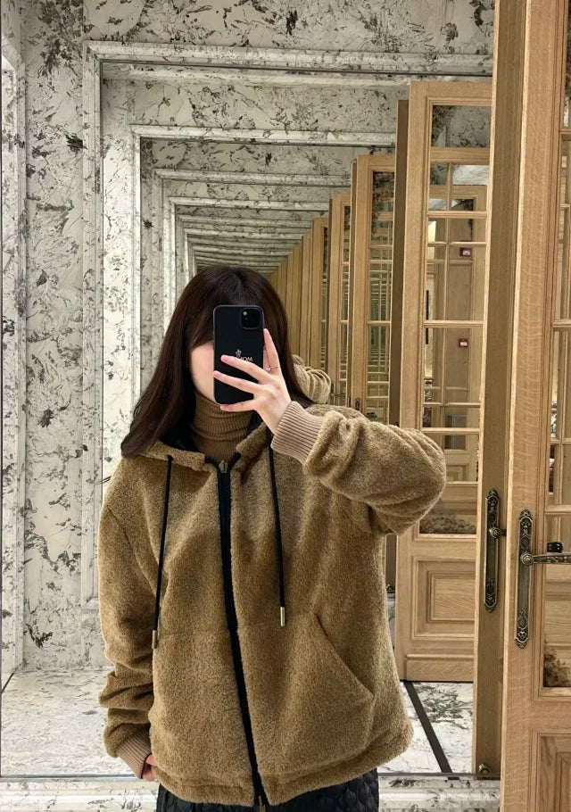 Teddy Fleece Zip Hoodie Jacket