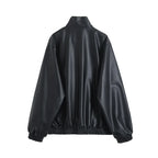Matte Leather Bomber Jacket