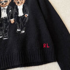 Black Duo Bear Knit Sweater