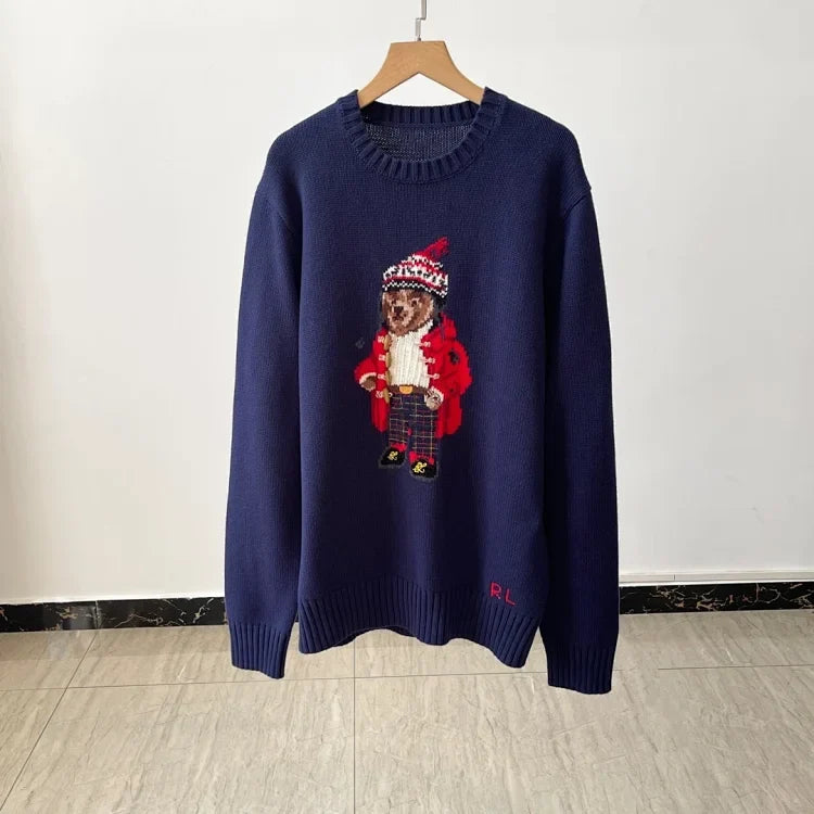 Navy Bear Knit Sweater