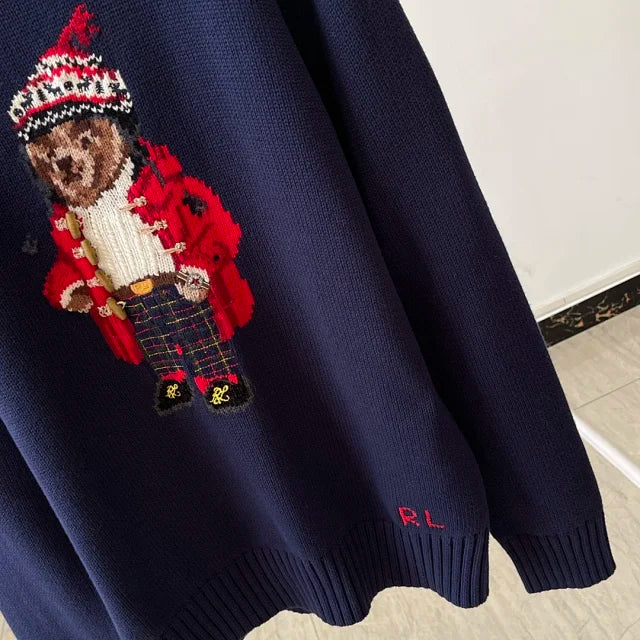 Navy Bear Knit Sweater