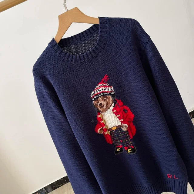 Navy Bear Knit Sweater