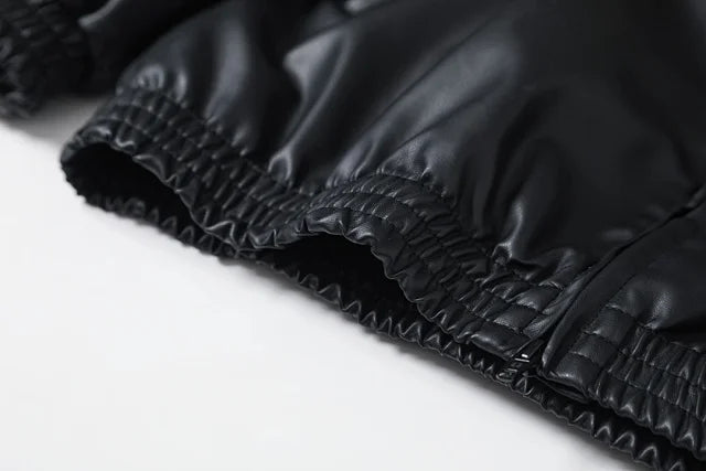 Matte Leather Bomber Jacket